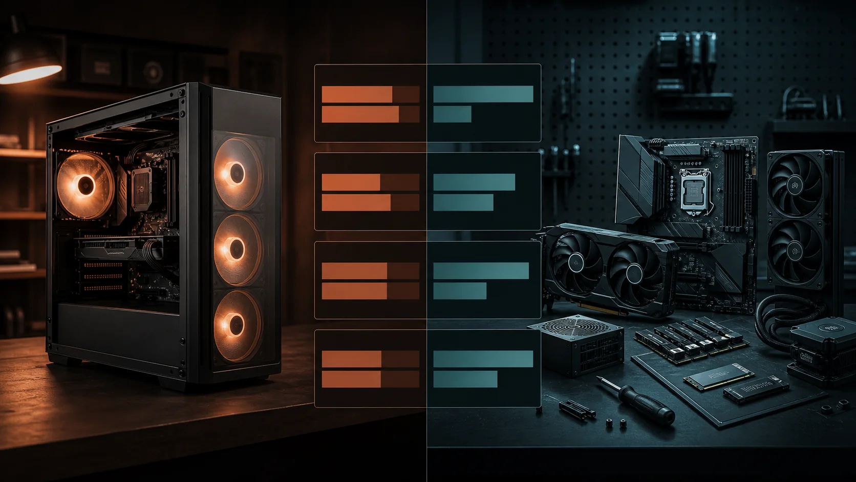 Prebuilt gaming PC and custom parts compared by cost and value