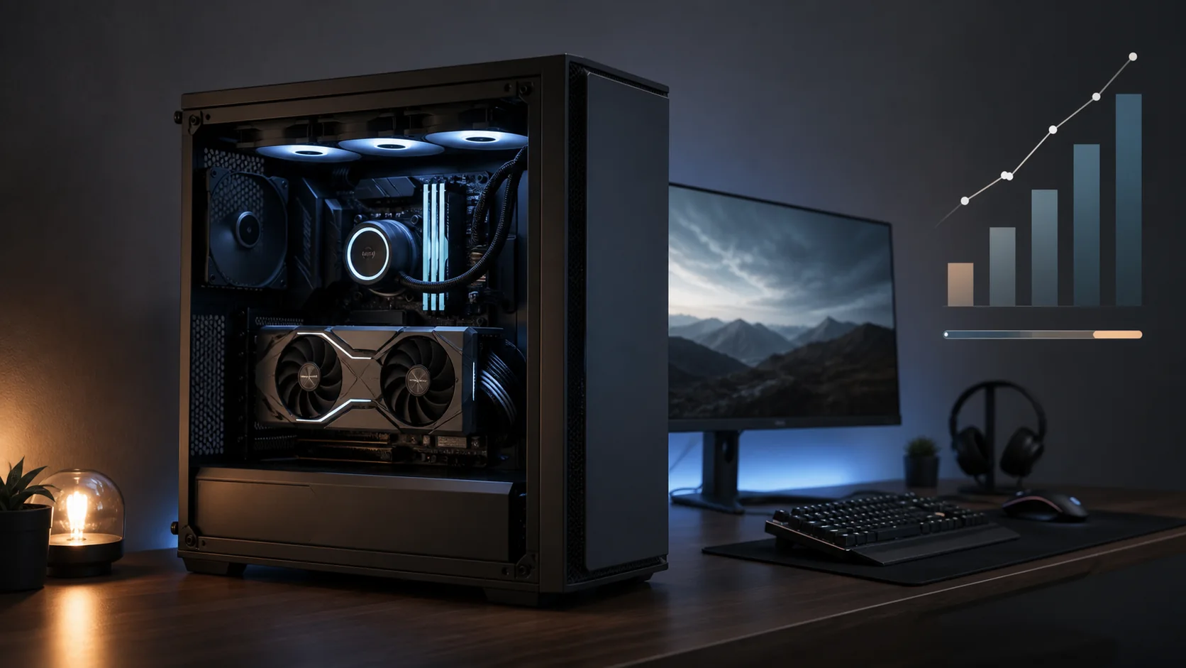 Balanced premium gaming PC build with high performance graphics and cooling